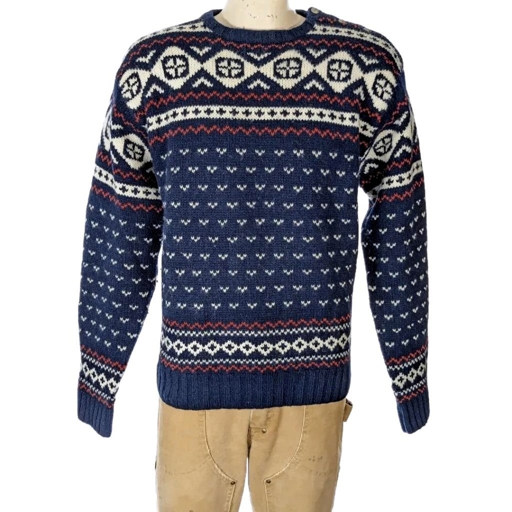 Polo Ralph Lauren Vintage Hand Knit Wool Nordic Fair Isle Sweater Sz XXL EUC